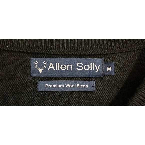 Allen Solly Knitted V-Neck Sweater Wool Blend Pullover in Black Long Sleeve Size - Picture 6 of 9